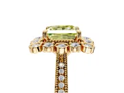 Milgrain Halo Engagement Ring Setting for Fancy Yellow Princess Cut Center with Bezel Point Accents and Prong Head in Yellow Gold