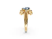 Solitaire Engagement Ring Setting for Fancy Blue Heart-Shaped Center with Twisted Band and Scroll Prong Head in Yellow Gold