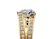 Split Shank Engagement Ring Setting for Heart-Shaped Center with Pave Split Shank and Prong Head in Yellow Gold