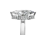 Hidden Halo Engagement Ring Setting for Marquise Center with Wide Flat Plain Band and Prong Head in Sterling Silver