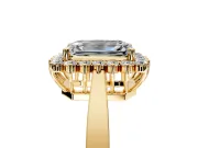 Starburst Halo Engagement Ring Setting for Emerald Cut Center with Flat Cathedral Band and Prong Head in Yellow Gold