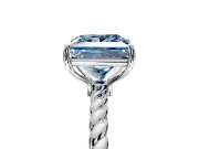 Solitaire Engagement Ring Setting for Fancy Blue Princess Cut Center with Plain Twisted Rope Band and Prong Head in White Gold