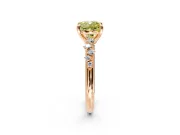 Solitaire Engagement Ring Setting for Fancy Yellow Cushion Cut Center with Trailing Leaf Accent Band and Prong Head in Rose Gold
