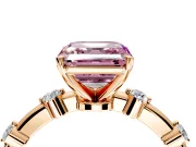 Solitaire Engagement Ring Setting for Fancy Pink Asscher Cut Center with Bezel Station Band and Prong Head in Rose Gold