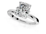 Solitaire Engagement Ring Setting for Radiant Cut Center with Plain Band and Tulip Prong Head in White Gold