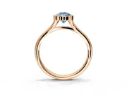 Solitaire Engagement Ring Setting for Fancy Blue Pear-Shaped Center with V Split Shank and Bezel Head in Rose Gold