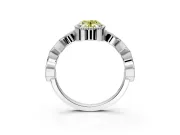 Milgrain Bezel Engagement Ring Setting for Fancy Yellow Oval Center with Marquise Stations and Bezel Head in Platinum