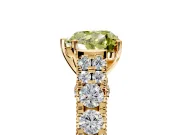 Solitaire Engagement Ring Setting for Fancy Yellow Heart-Shaped Center with Pave Cathedral Shoulders and Prong Head in Yellow Gold