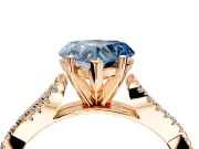 Solitaire Engagement Ring Setting for Fancy Blue Heart-Shaped Center with Twisted Pave Split Shank and Prong Head in Rose Gold