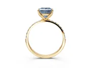 Solitaire Engagement Ring Setting for Fancy Blue Princess Cut Center with Fine Pave Accents and Prong Head in Yellow Gold