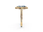 Halo Engagement Ring Setting for Fancy Blue Marquise Center with Framed Halo, Pave Band and Prong Head in Yellow Gold