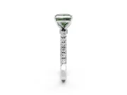 Open Basket Engagement Ring Setting for Fancy Green Princess Cut Center with Pave Band and Prong Head in Platinum