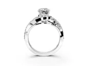 Halo Engagement Ring Setting for Radiant Cut Center with Marquise and Pave Bypass Band and Prong Head in White Gold