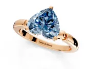 Solitaire Engagement Ring Setting for Fancy Blue Heart-Shaped Center with Beaded Shoulders and Prong Head in Rose Gold