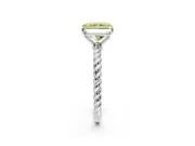 Solitaire Engagement Ring Setting for Fancy Yellow Radiant Cut Center with Plain Twisted Rope Band and Prong Head in White Gold