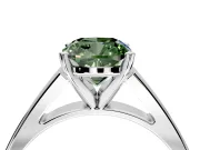 Solitaire Engagement Ring Setting for Fancy Green Cushion Cut Center with Tapered Split Shoulders and Prong Head in Sterling Silver