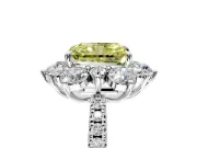 Floral Halo Engagement Ring Setting for Fancy Yellow Radiant Cut Center with Pave Accents and Prong Head in Sterling Silver