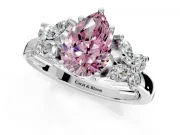 Floral Engagement Ring Setting for Fancy Pink Pear-Shaped Center with Marquise Cluster Shoulders and Prong Head in Platinum