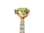 Solitaire Engagement Ring Setting for Fancy Yellow Heart-Shaped Center with Micro Pave Band and Prong Head in Yellow Gold
