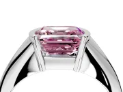 Tension Engagement Ring Setting for Fancy Pink Asscher Cut Center with Wide Tapered Band and Tension Head in White Gold