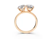 Round Cut and Emerald Cut Lab-Grown Diamond Toi et Moi Engagement Ring with Prong-Set Stones in Rose Gold