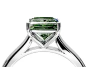 Solitaire Engagement Ring Setting for Fancy Green Princess Cut Center with Narrow Cathedral Band and Prong Head in Platinum