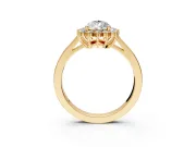 Starburst Halo Engagement Ring Setting for Pear-Shaped Center with Flat Cathedral Band and Prong Head in Yellow Gold
