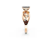 Solitaire Engagement Ring Setting for Emerald Cut Center with Criss-Cross Accent Band and Prong Head in Rose Gold