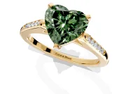 Solitaire Engagement Ring Setting for Fancy Green Heart-Shaped Center with Channel Accents and Prong Head in Yellow Gold