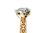 Solitaire Engagement Ring Setting for Heart-Shaped Center with Scrollwork Band and Prong Head in Yellow Gold