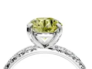 Solitaire Engagement Ring Setting for Fancy Yellow Round Cut Center with Shared-Prong Accents and Prong Head in Sterling Silver