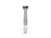 Solitaire Engagement Ring Setting for Fancy Green Cushion Cut Center with Multi-Row Accents and Prong Head in Platinum