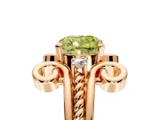 Solitaire Engagement Ring Setting for Fancy Yellow Cushion Cut Center with Twisted Band and Scroll Prong Head in Rose Gold
