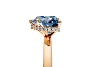 Hidden Halo Engagement Ring Setting for Fancy Blue Heart-Shaped Center with Plain Band and Tall Prong Head in Rose Gold