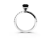 Open Basket Engagement Ring Setting for Fancy Black Radiant Cut Center with Pave Band and Prong Head in Sterling Silver