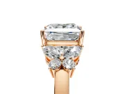 Solitaire Engagement Ring Setting for Princess Cut Center with Marquise Flower Shoulders and Prong Head in Rose Gold