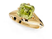 Solitaire Engagement Ring Setting for Fancy Yellow Asscher Cut Center with Milgrain Cathedral Band and Prong Head in Yellow Gold