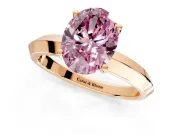 Solitaire Engagement Ring Setting for Fancy Pink Oval Center with Wide Knife Ridge Band and Prong Head in Rose Gold