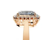 Starburst Halo Engagement Ring Setting for Emerald Cut Center with Flat Cathedral Band and Prong Head in Rose Gold