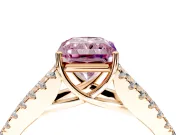 Solitaire Engagement Ring Setting for Fancy Pink Radiant Cut Center with Pave Split Shank and Prong Head in Rose Gold