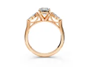 Floral Cluster Engagement Ring Setting for Emerald Cut Center with Marquise Accents and Prong Head in Rose Gold