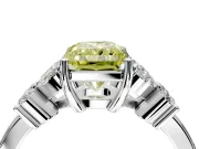 Floral Engagement Ring Setting for Fancy Yellow Radiant Cut Center with Marquise Cluster Shoulders and Prong Head in Sterling Silver