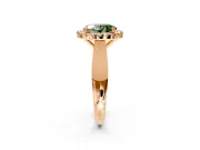 Halo Engagement Ring Setting for Fancy Green Oval Center with Square Band and Prong Head in Rose Gold