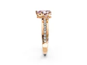 Solitaire Engagement Ring Setting for Fancy Pink Pear-Shaped Center with Raised Channel Band and Prong Head in Rose Gold