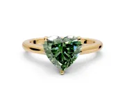 Solitaire Engagement Ring Setting for Fancy Green Heart-Shaped Center with Narrow Cathedral Band and Prong Head in Yellow Gold