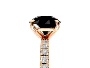 Solitaire Engagement Ring Setting for Fancy Black Round Cut Center with Fine Pave Narrow Band and Prong Head in Rose Gold