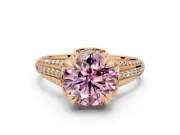 Solitaire Engagement Ring Setting for Fancy Pink Round Cut Center with Accented Split Shank and Prong Head in Rose Gold
