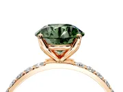 Solitaire Engagement Ring Setting for Fancy Green Round Cut Center with Fine Pave Accents and Prong Head in Rose Gold