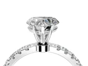 Open Basket Engagement Ring Setting for Heart-Shaped Center with Pave Band and Prong Head in Sterling Silver