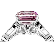 Solitaire Engagement Ring Setting for Fancy Pink Asscher Cut Center with Marquise and Bezel Accents and Prong Head in White Gold